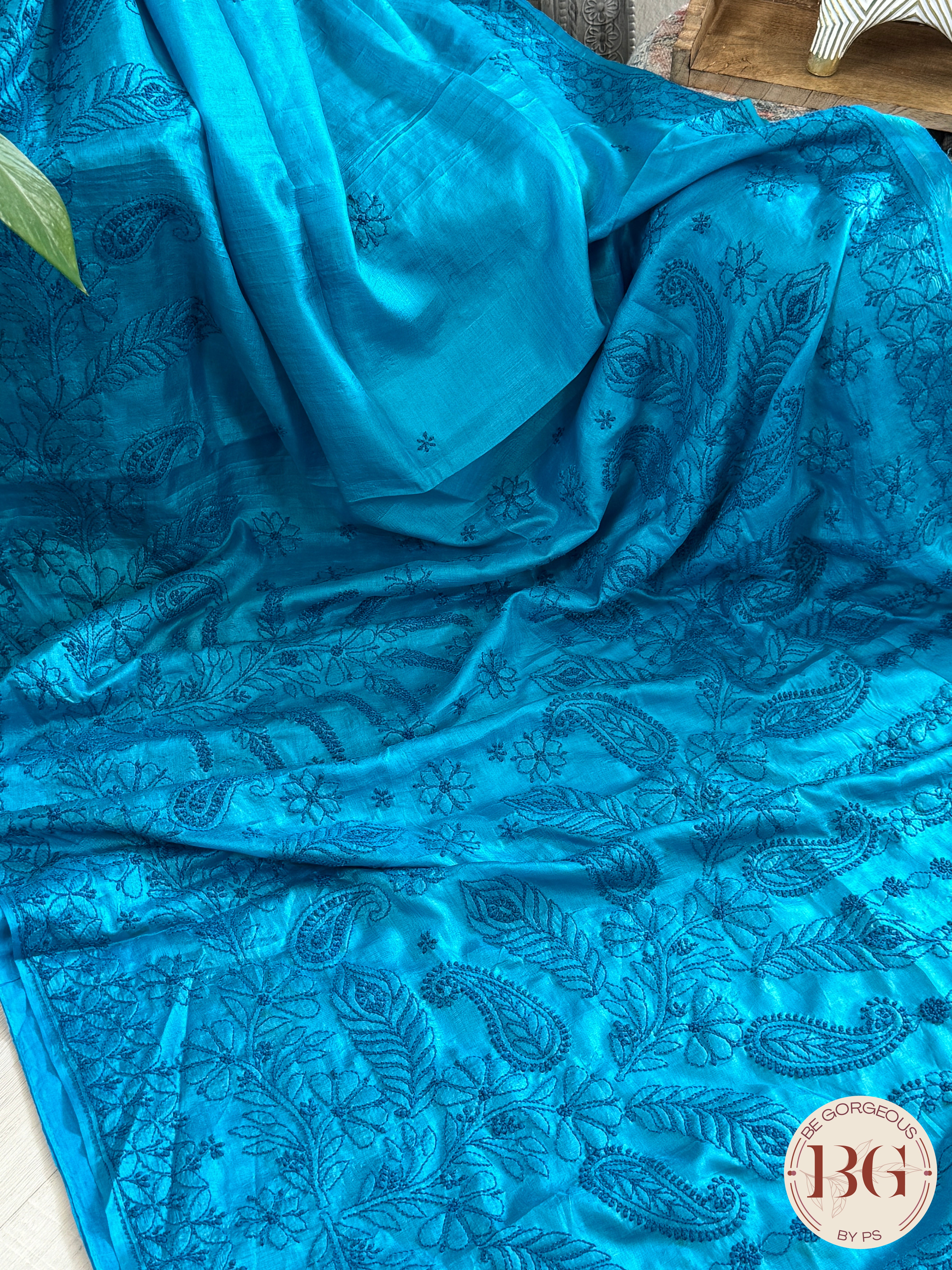 Chikankari on Silk - Blue