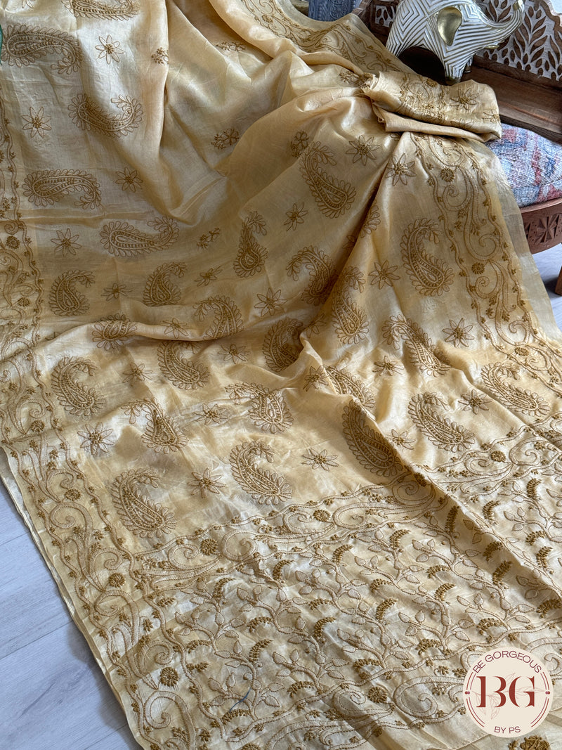 Chikankari on Silk - Beige