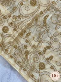 Chikankari on Silk - Beige