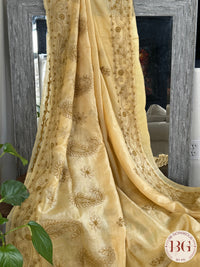 Chikankari on Silk - Beige