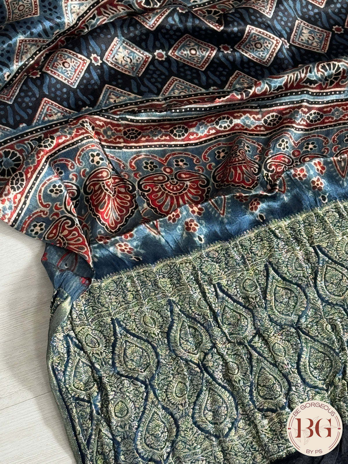 Bandhani on modal silk saree- Gajri color
