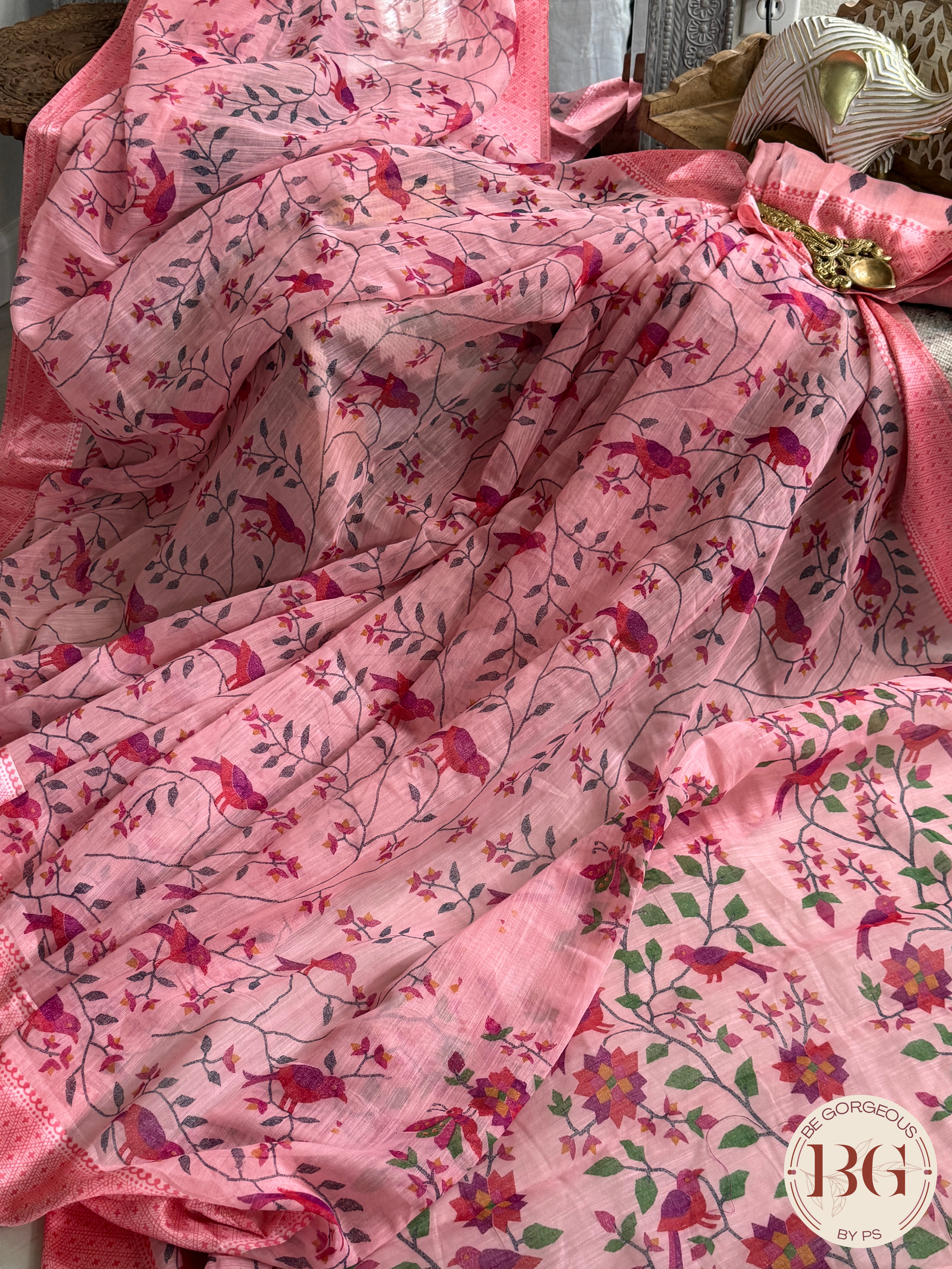 Organic Vegan Tulsi saree - Pink