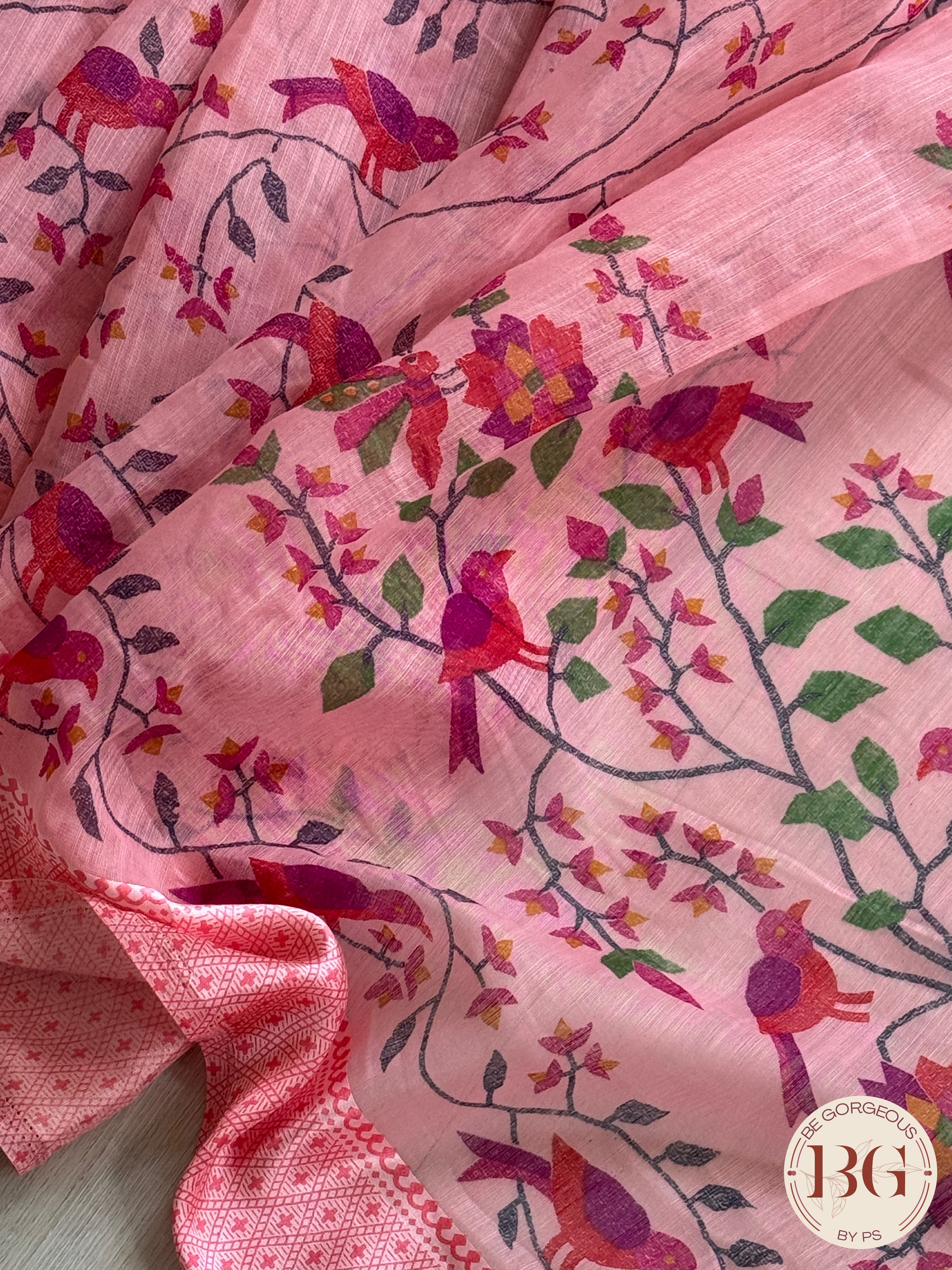 Organic Vegan Tulsi saree - Pink