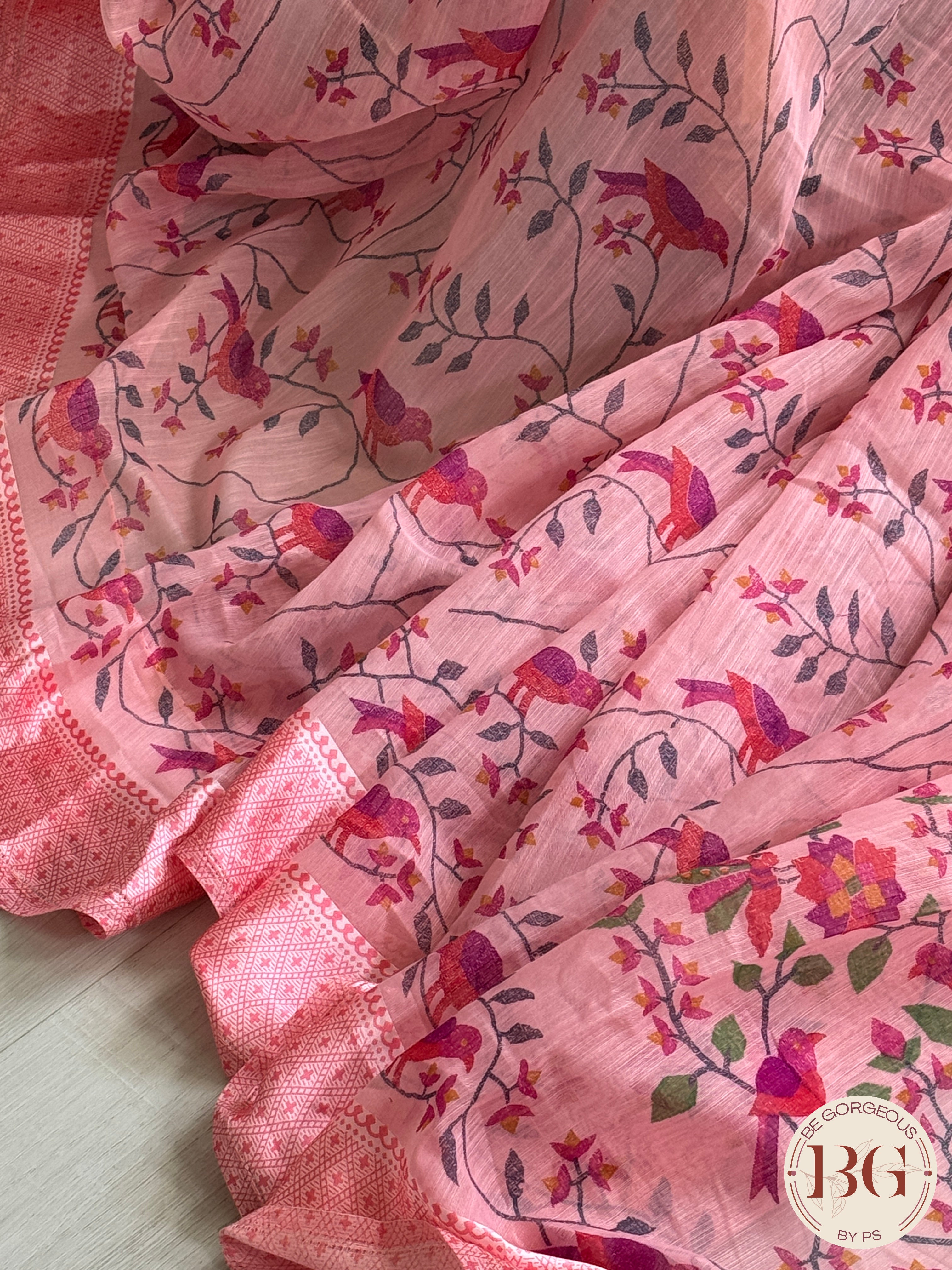 Organic Vegan Tulsi saree - Pink