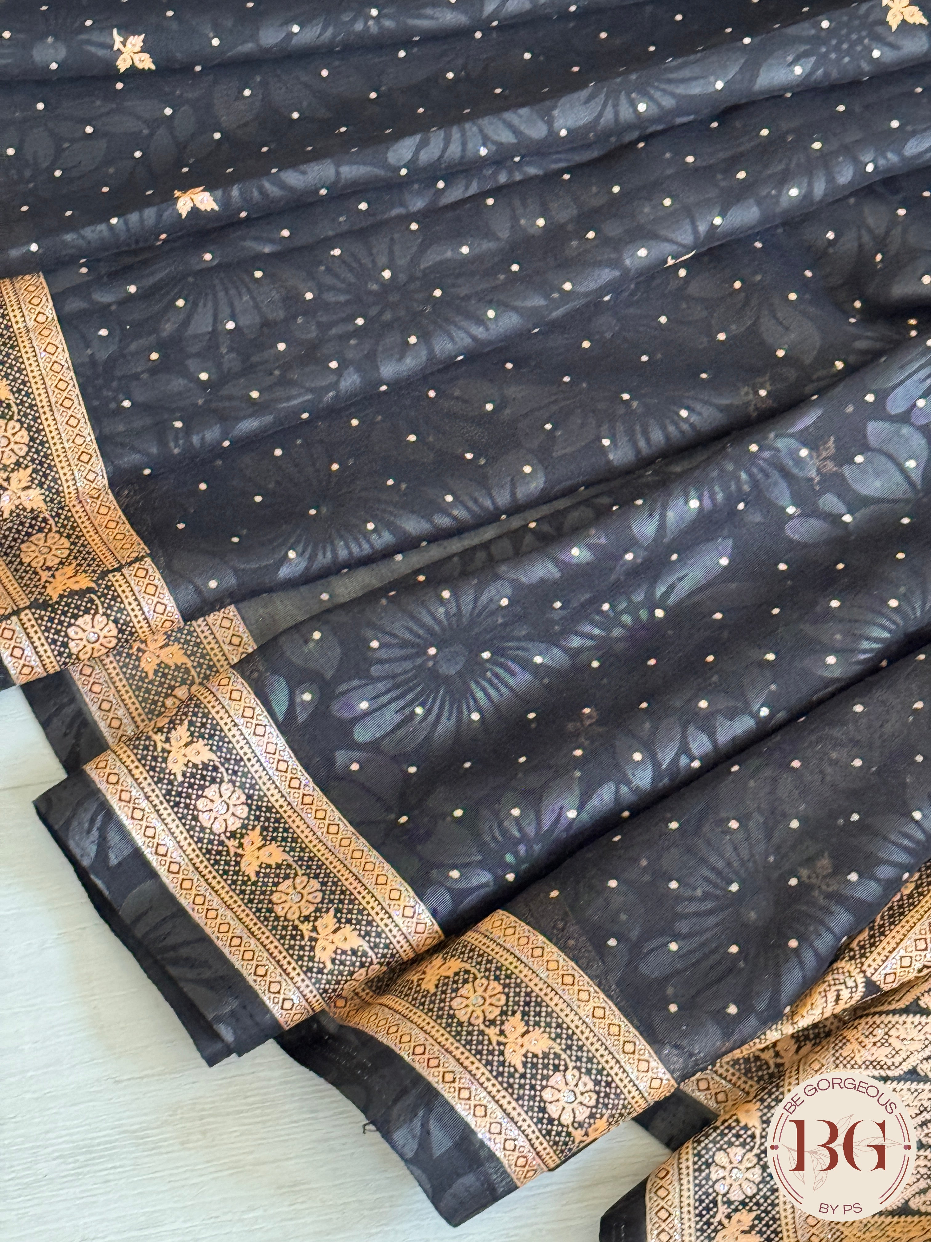 Organic Vegan Sugar cane Saree - Black