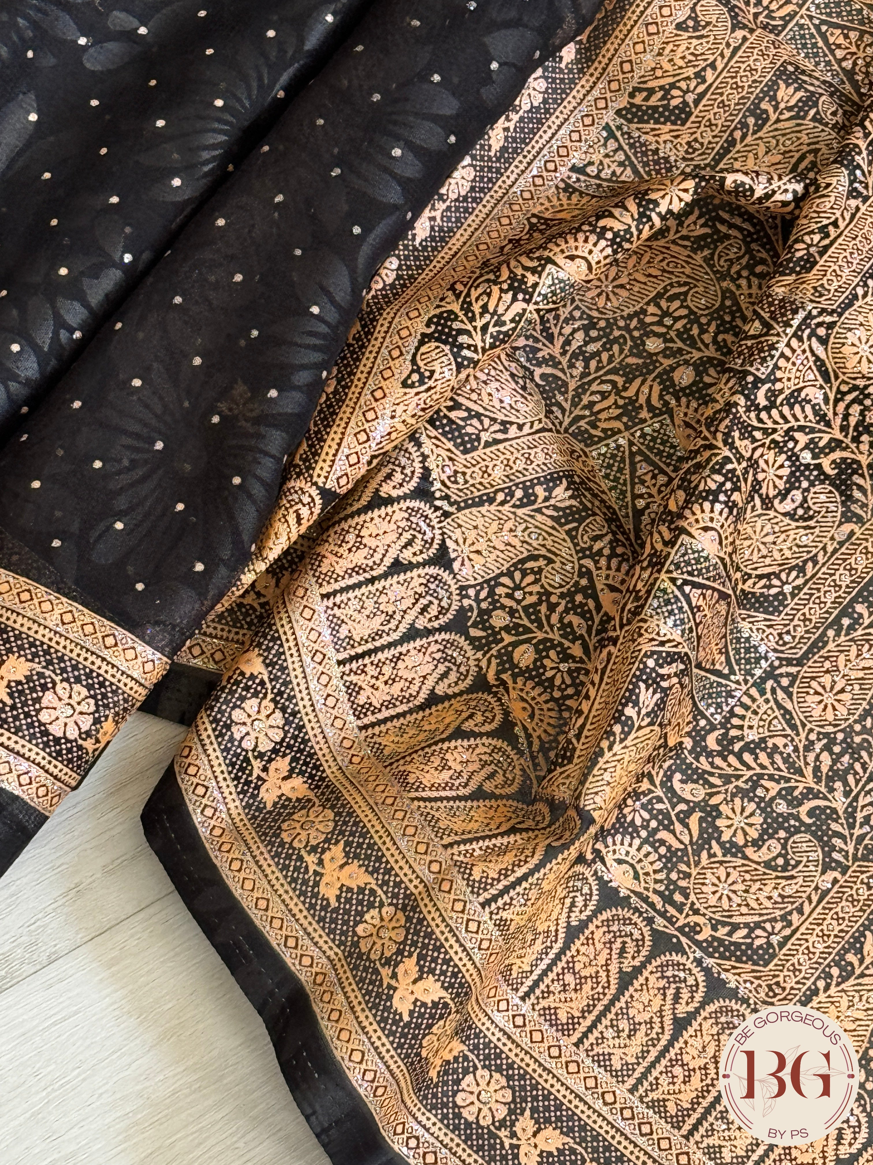 Organic Vegan Sugar cane Saree - Black