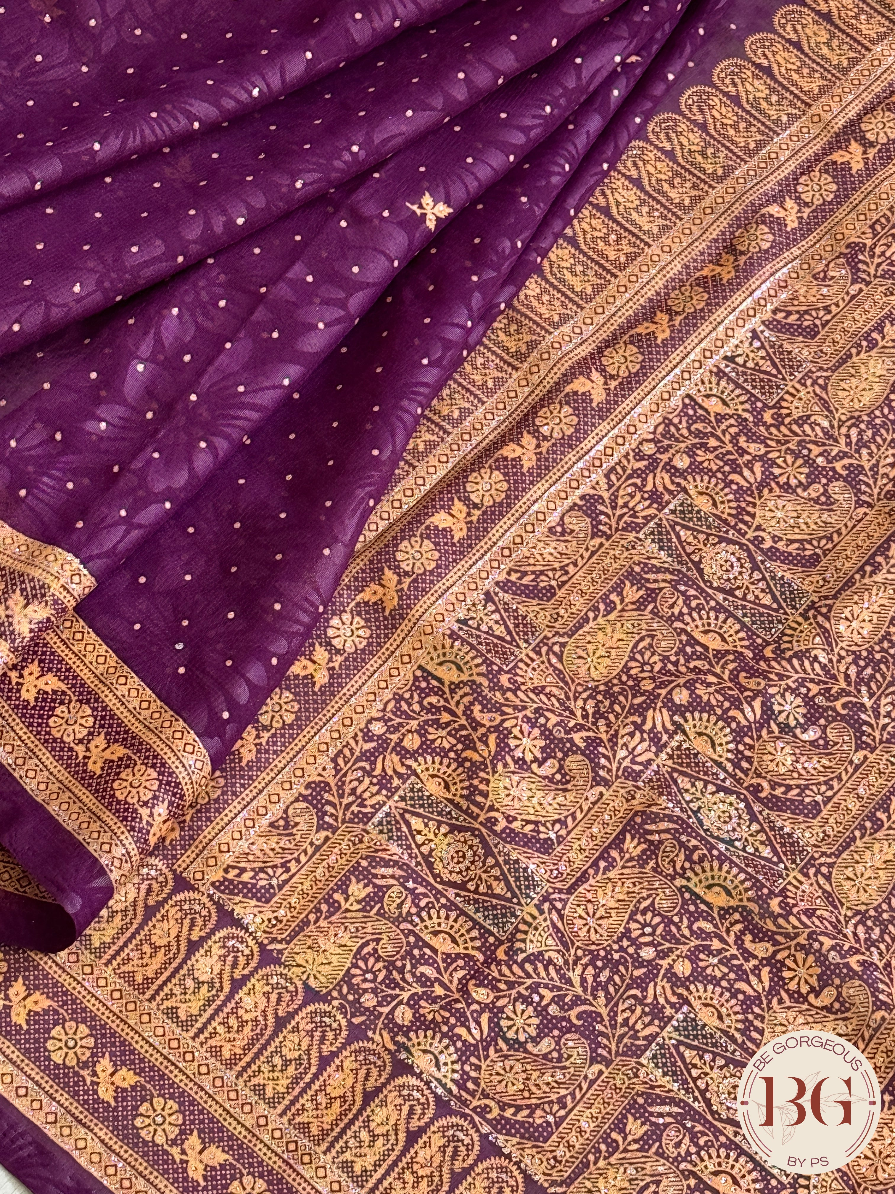 Organic Vegan Sugar cane Saree - Purple