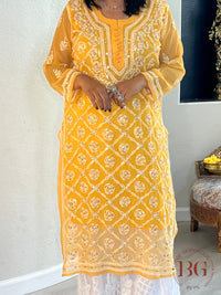 Chiffon Gota Kurti(42) Mustard Yellow CH-CHI-GOT-MU362