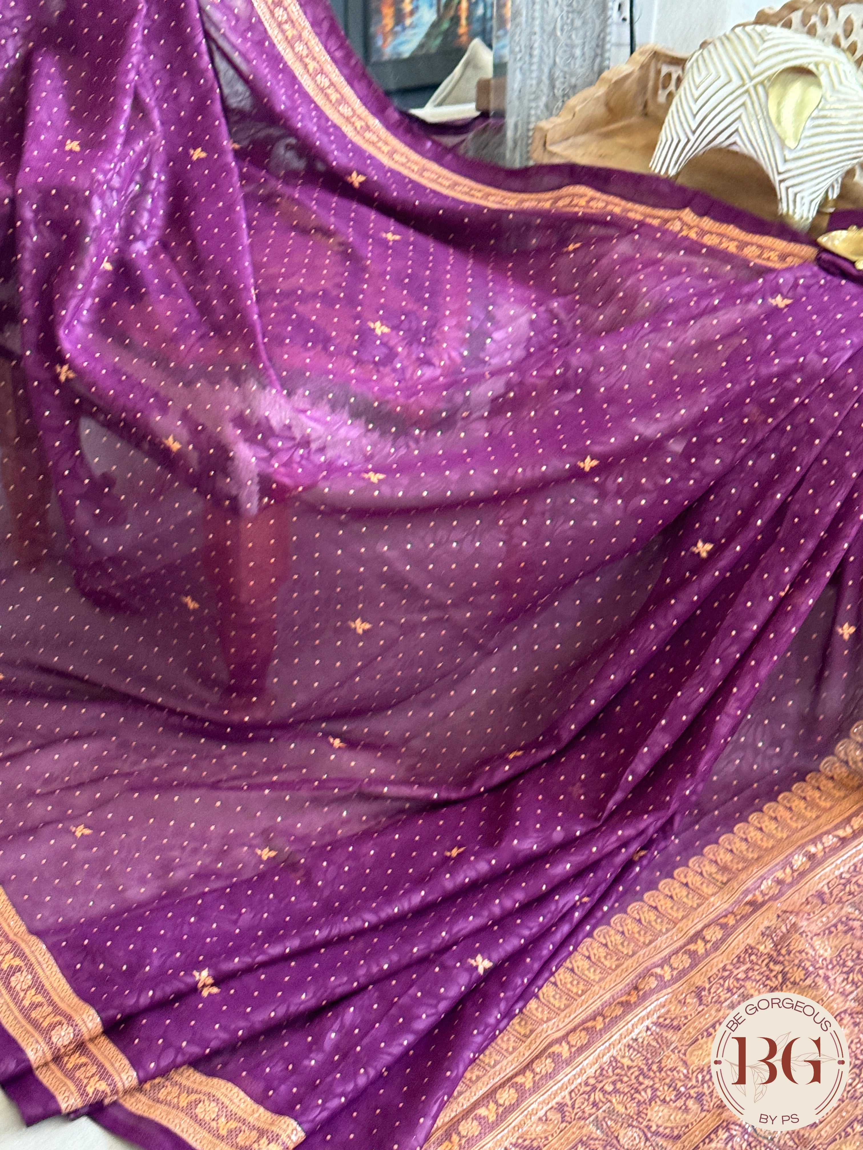 Organic Vegan Sugar cane Saree - Purple