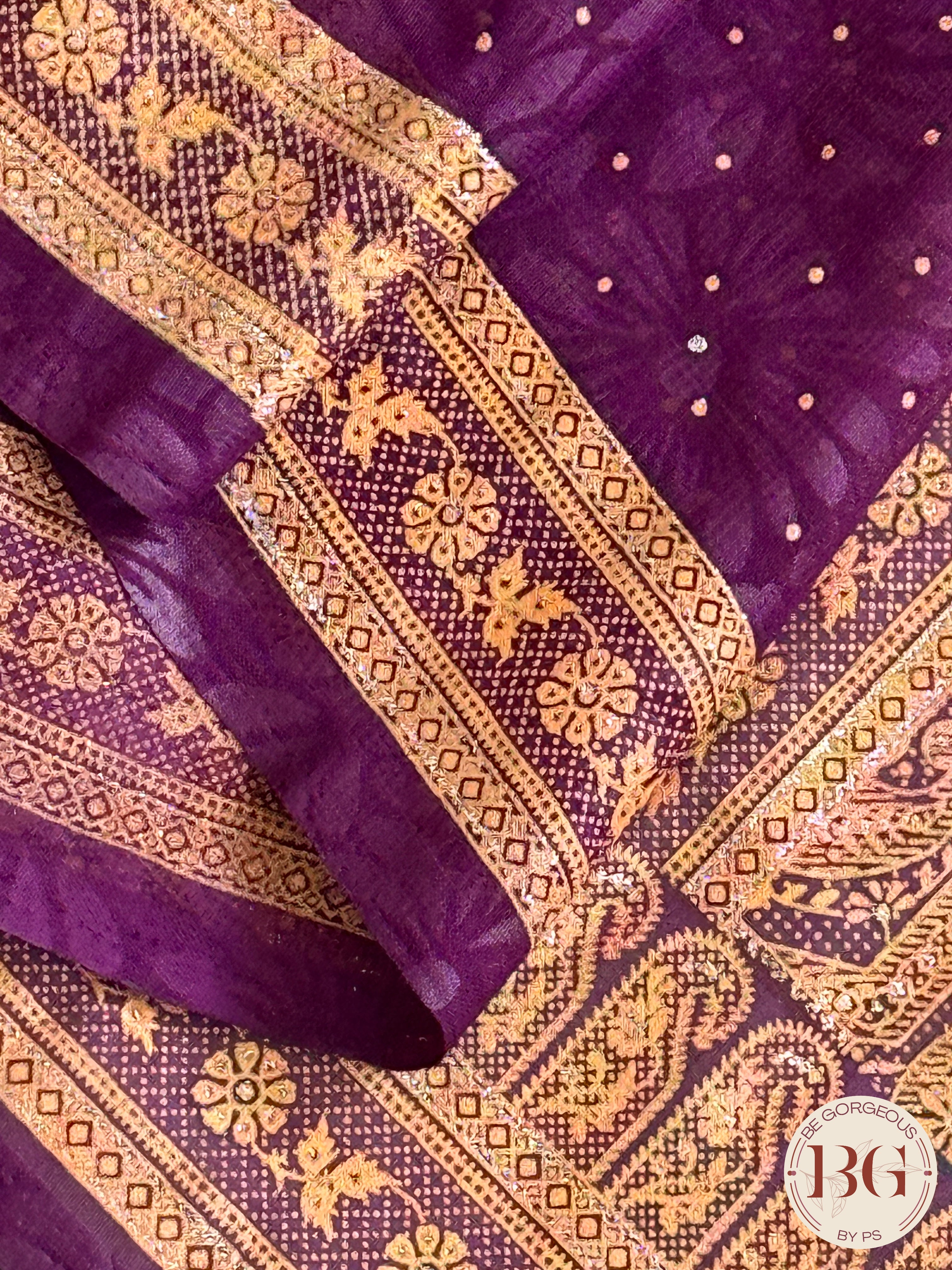 Organic Vegan Sugar cane Saree - Purple