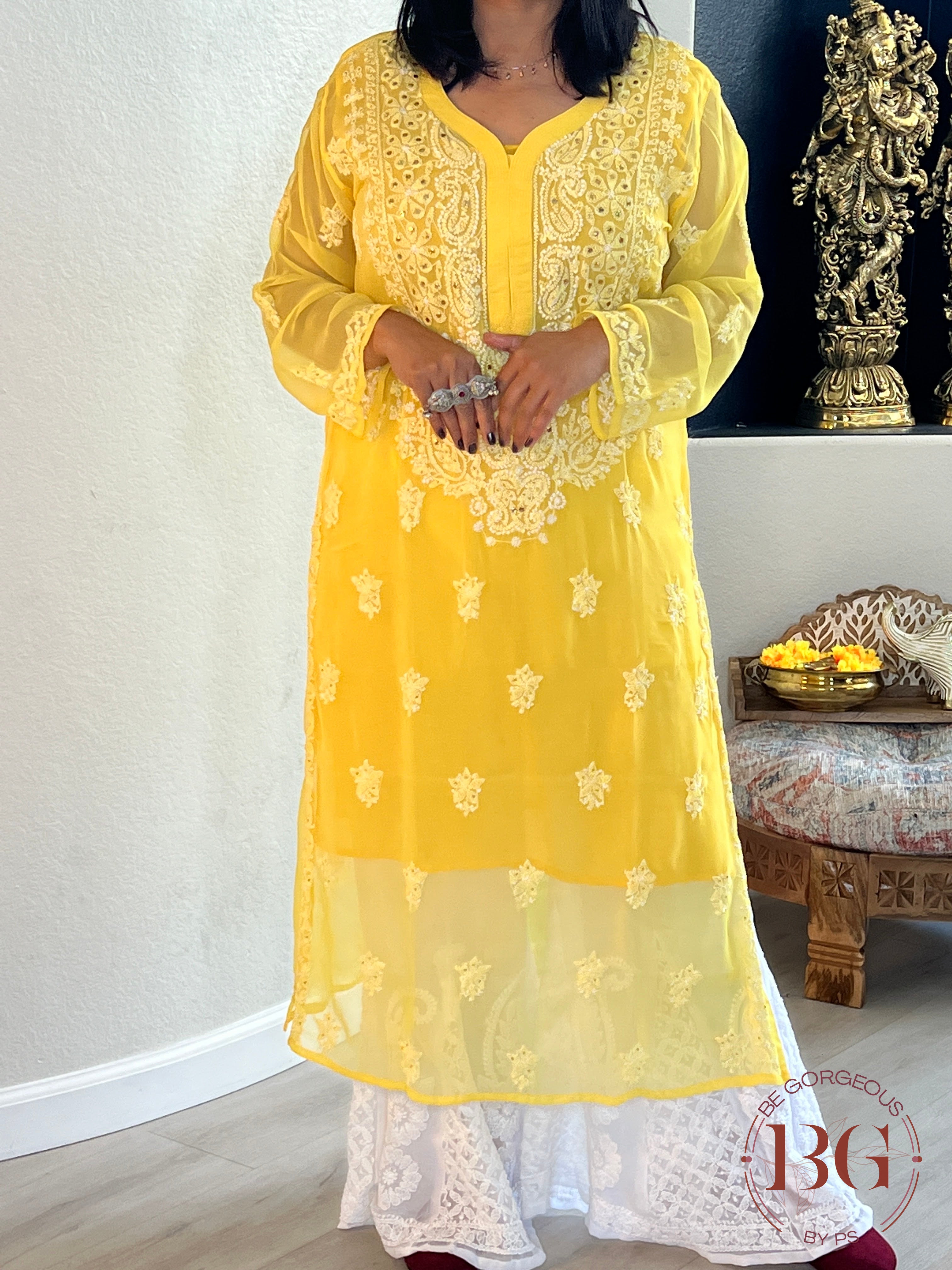 Chiffon Resham Butta Mukesh(44) Yellow CH-CHI-RES-YE356