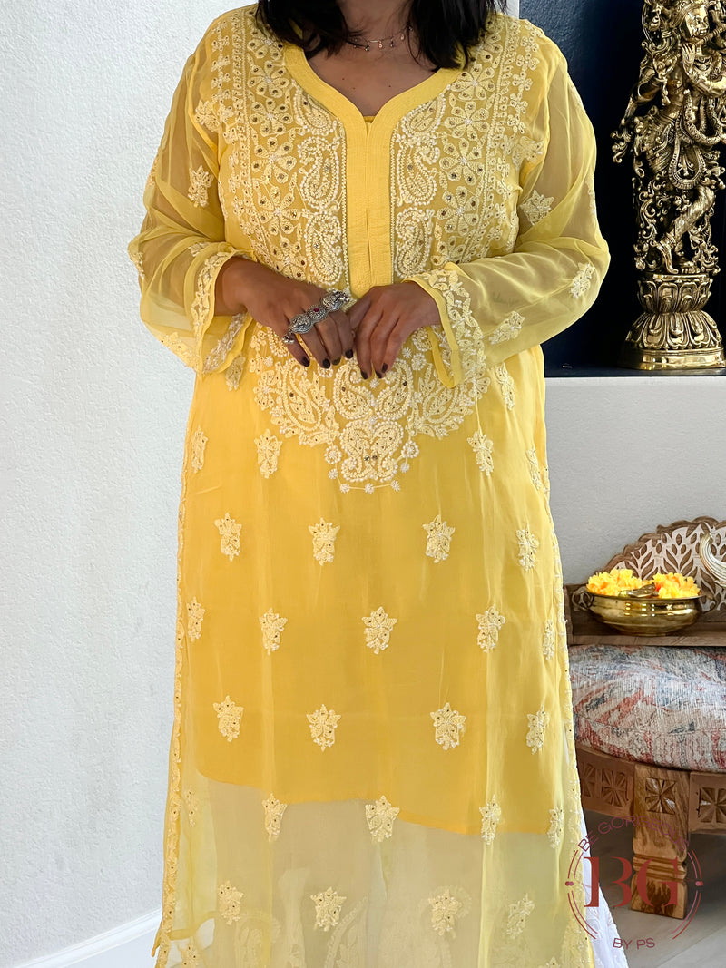 Chiffon Resham Butta Mukesh(44) Yellow CH-CHI-RES-YE356