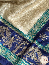 Organic Vegan Lotus saree - Beige Blue