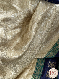 Organic Vegan Lotus saree - Beige Blue