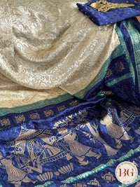 Organic Vegan Lotus saree - Beige Blue