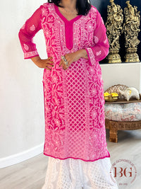 Chiffon Front Jaal Kurti(40) Hot Pink CH-CHI-FRO-HO344