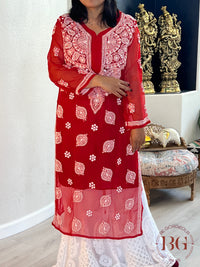 Chiffon Front Jaal Kurti(40) Red CH-CHI-FRO-RE345