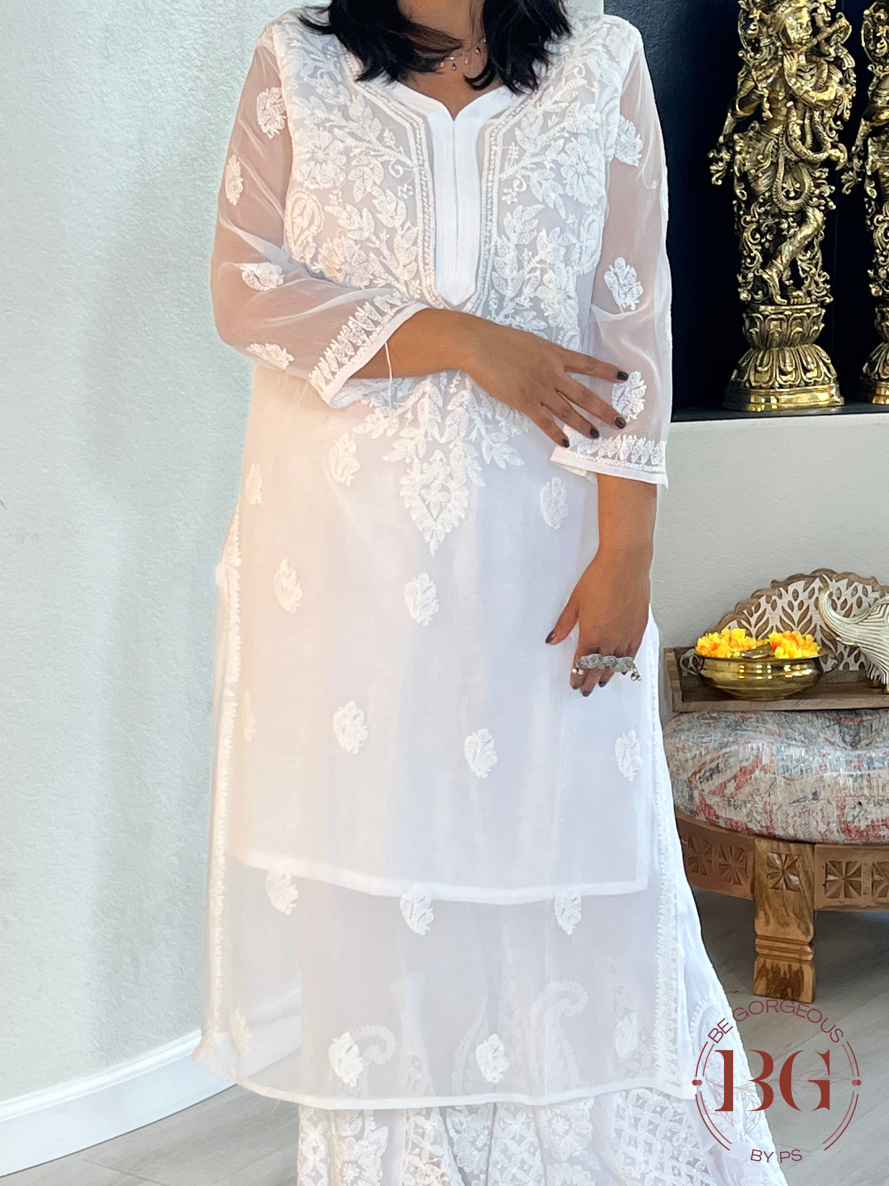 Chiffon Gala Butti(44) White CH-CHI-GAL-WH350