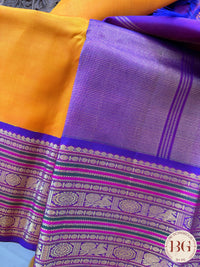 Kanjeevaram pure silk handloom saree - yellow purple