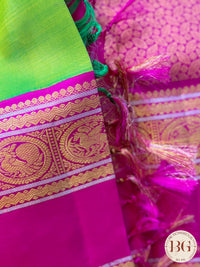 Kanjeevaram pure silk handloom saree - green pink