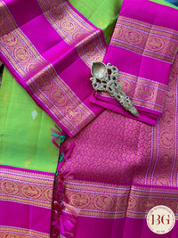 Kanjeevaram pure silk handloom saree - green pink