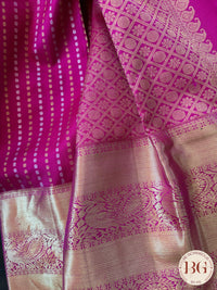 Kanjeevaram pure silk handloom saree - laxman butta pink