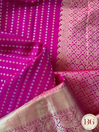 Kanjeevaram pure silk handloom saree - laxman butta pink