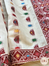 Assam mulmul Cotton Saree WHITE