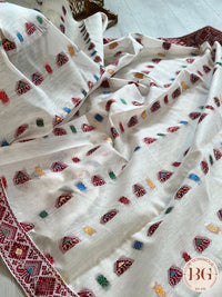 Assam mulmul Cotton Saree WHITE