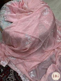 Partywear Organza Saree with readymade blouse - Pink