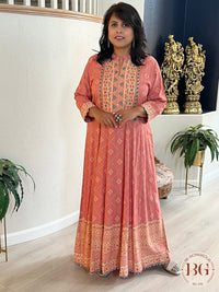 Full length anarkali gown 1 piece dress in gorgeous pink shade