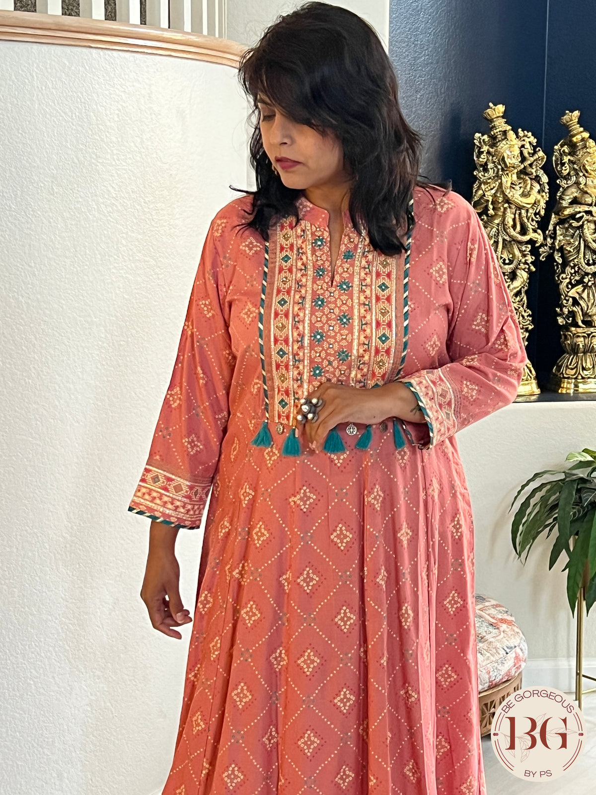 Full length anarkali gown 1 piece dress in gorgeous pink shade