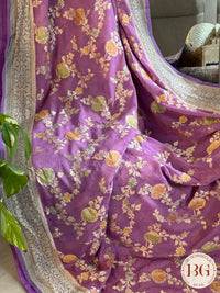 Banarasi Khaddi georgette with all over hand brush - purple