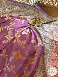 Banarasi Khaddi georgette with all over hand brush - purple