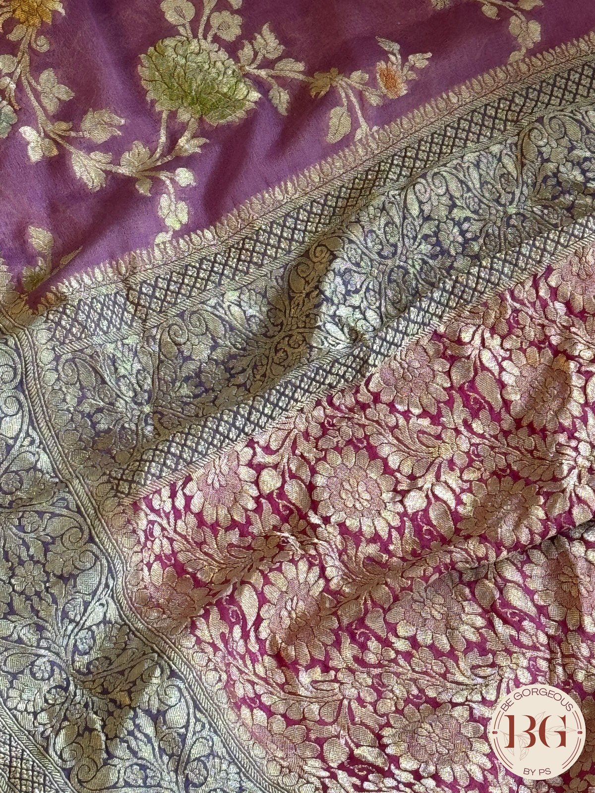 Banarasi Khaddi georgette with all over hand brush - purple