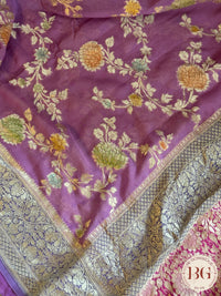 Banarasi Khaddi georgette with all over hand brush - purple