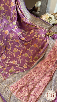 Banarasi Khaddi georgette with all over hand brush - purple