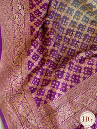 Banarasi Georgette saree with bandhani work - green purple