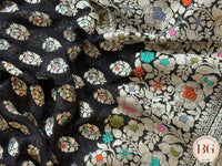 Banarasi georgette meenakari work handloom designer saree - black