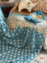 Banarasi georgette meenakari work handloom designer saree - blue