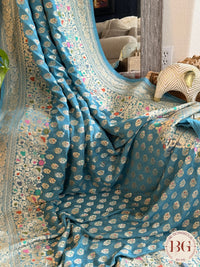 Banarasi georgette meenakari work handloom designer saree - blue