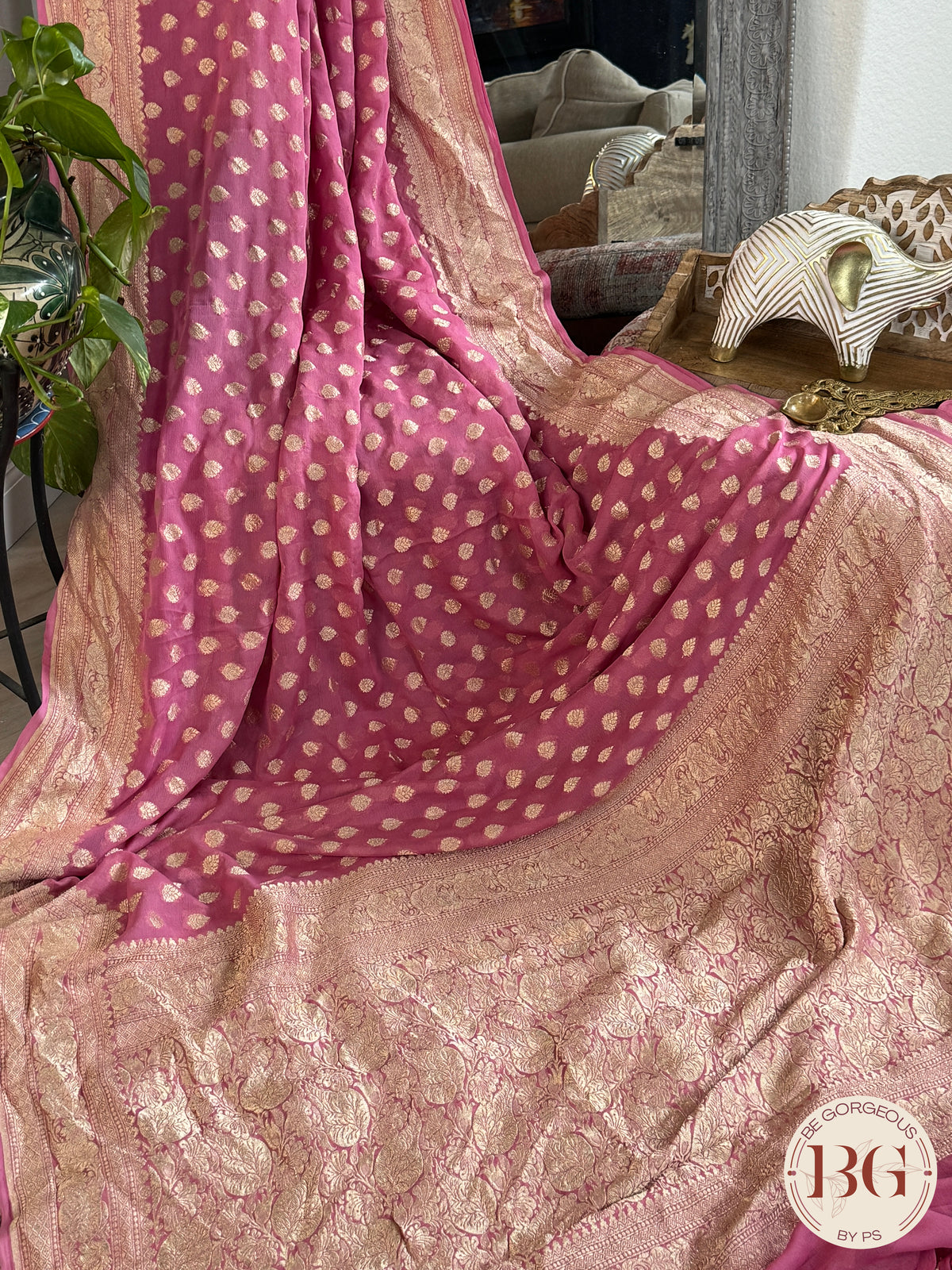 Banarasi Khaddi georgette saree - Pink