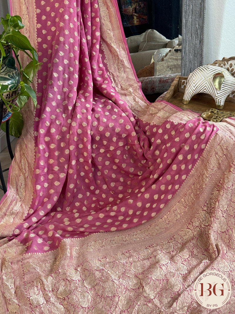Banarasi Khaddi georgette saree - Pink