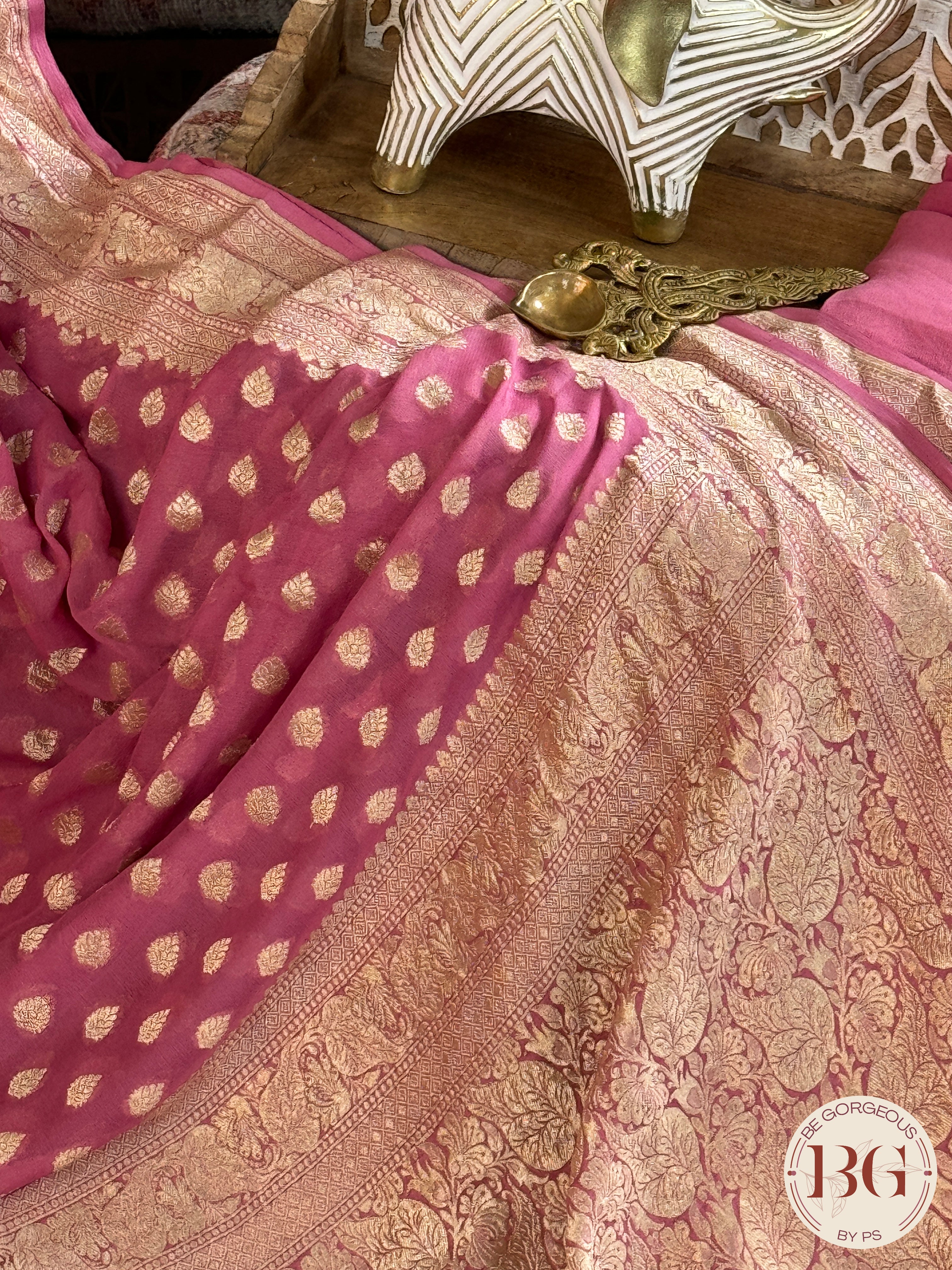 Banarasi Khaddi georgette saree - Pink