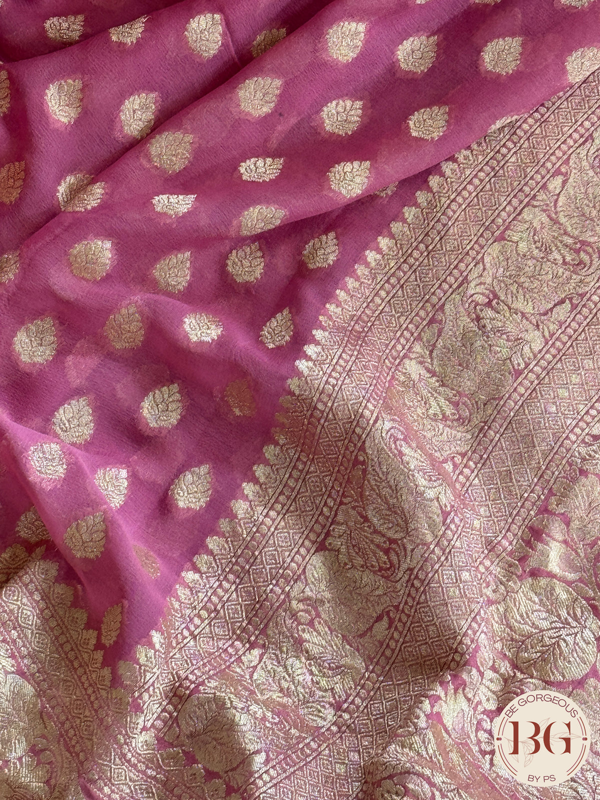 Banarasi Khaddi georgette saree - Pink