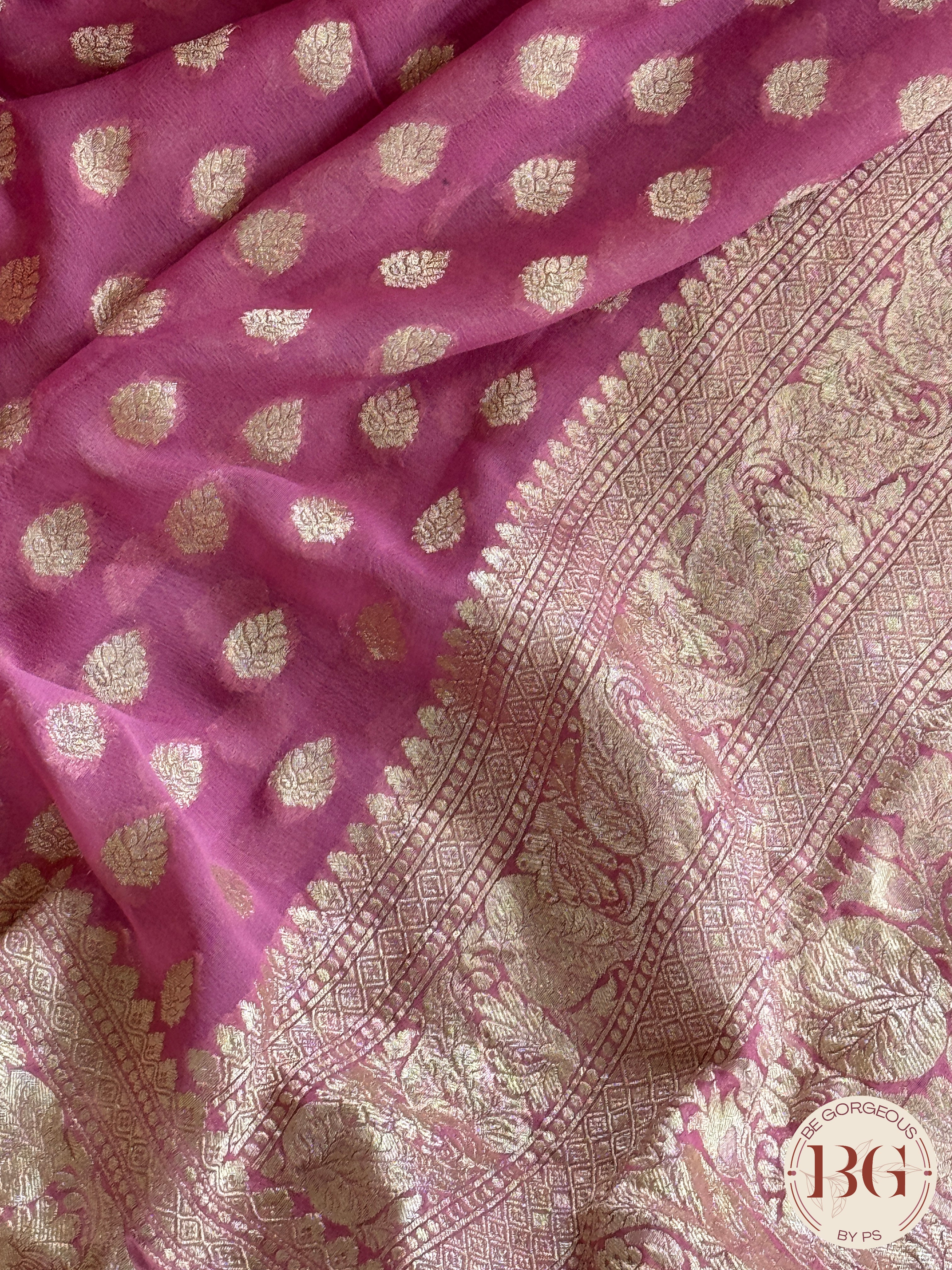 Banarasi Khaddi georgette saree - Pink