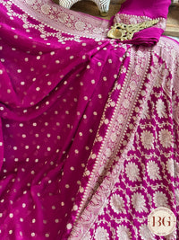 Banarasi Khaddi georgette saree - Rani Pink