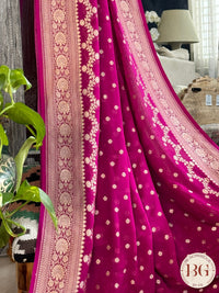 Banarasi Khaddi georgette saree - Rani Pink