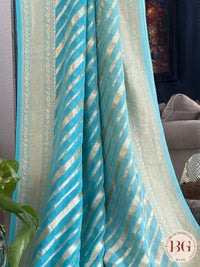 Banarasi Khaddi georgette saree - Blue Stripes