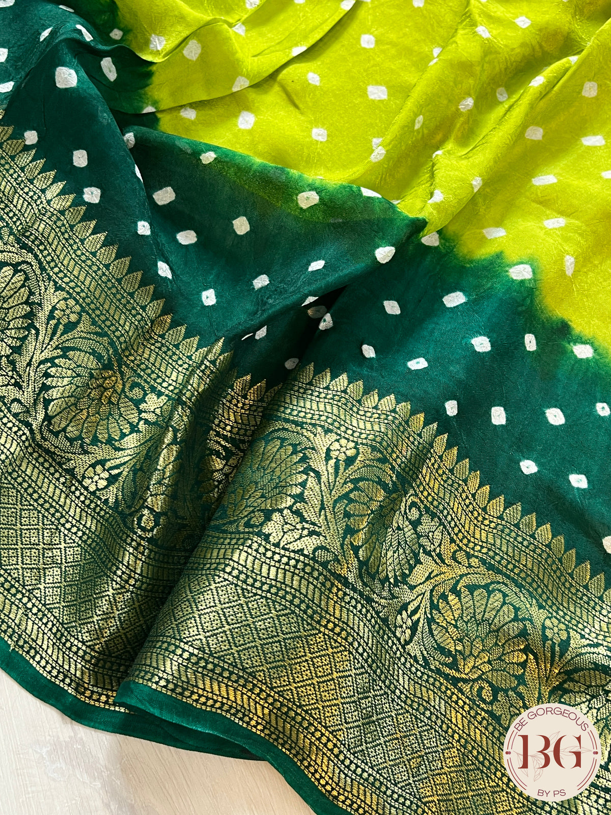 Soft Silk Bandhani Saree saree color - green